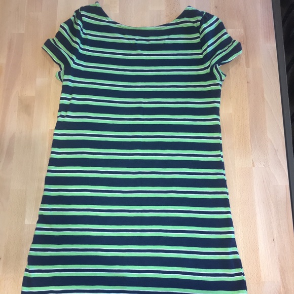 GAP Green, White, & Navy Striped 100% Cotton Dress - Picture 2 of 3